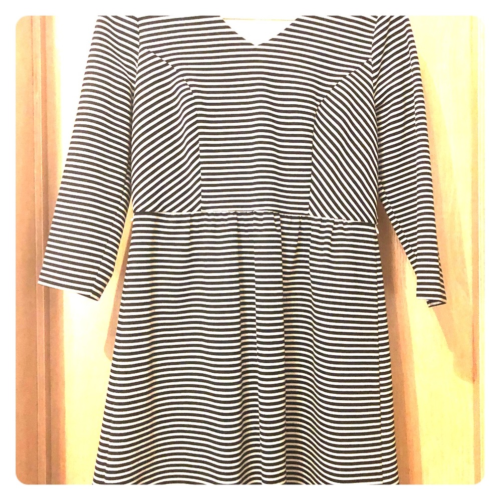 Black and white striped long sleeve dress